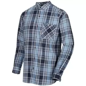 Image of Regatta Mens Lazare Long Sleeved Checked Shirt mens Long sleeved Shirt in Blue - Sizes UK XS,UK S,UK M,UK L,UK XL,UK XXL