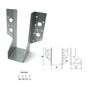 Image of Moderix - Jiffy Timber Joist Hangers Decking Lofts Roofing Zinc Packs - Size 50x145x75x2mm - Pack of 20