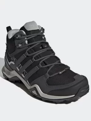 Image of adidas Terrex Swift R2 Mid GTX Shoes, Black/Grey/Purple, Size 4, Women