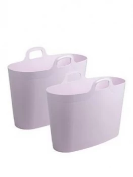 image of Wham 40 Litre Flexi Laundry Storage Bags (Set Of 2) - Pastel Pink