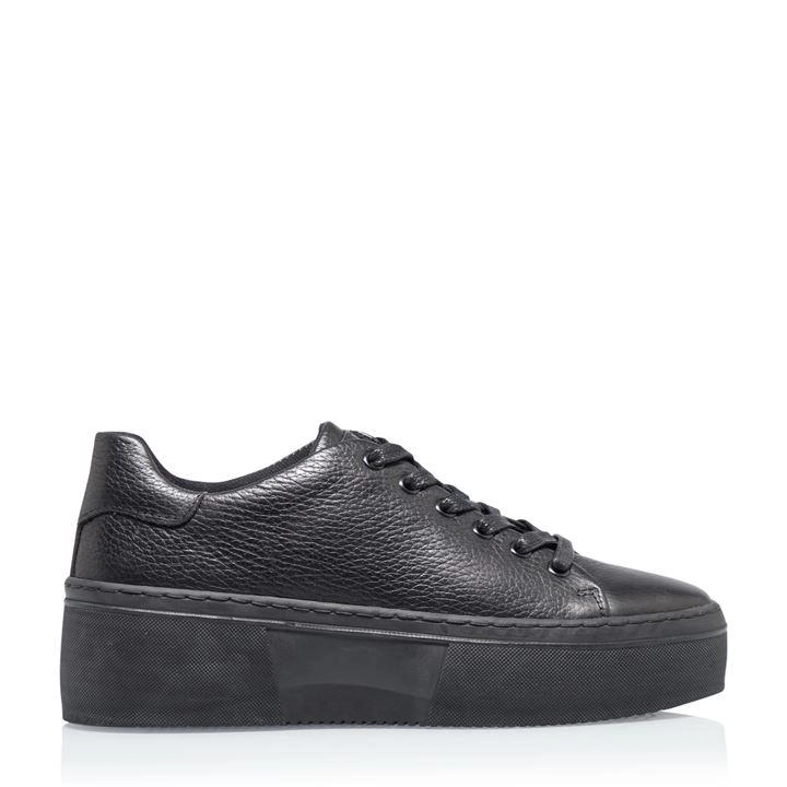 Image of Bertie Black Leather 'Electaa' Platform Lace Up Trainers - 4