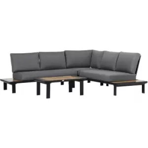 Image of Outsunny - 4 pcs Garden Furniture Conversation Set w/ Loveseat Table, Grey - Dark Grey