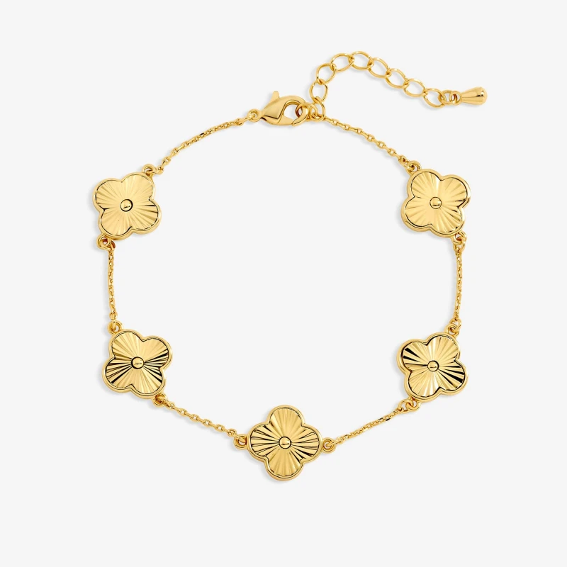 Image of Jon Richard 14K Gold Plated Diamond Cut Clover Bracelet Chain Bracelets One Size Gold 38726410000