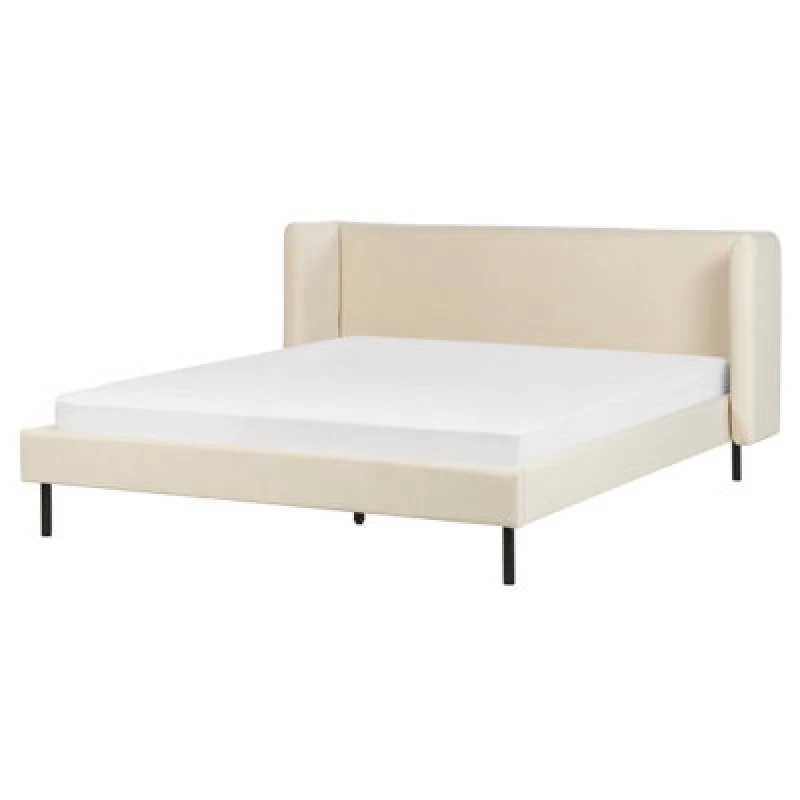 Image of Beliani Bed Velvet Arette 160 X 200 Cm (Eu King Size) Light Beige