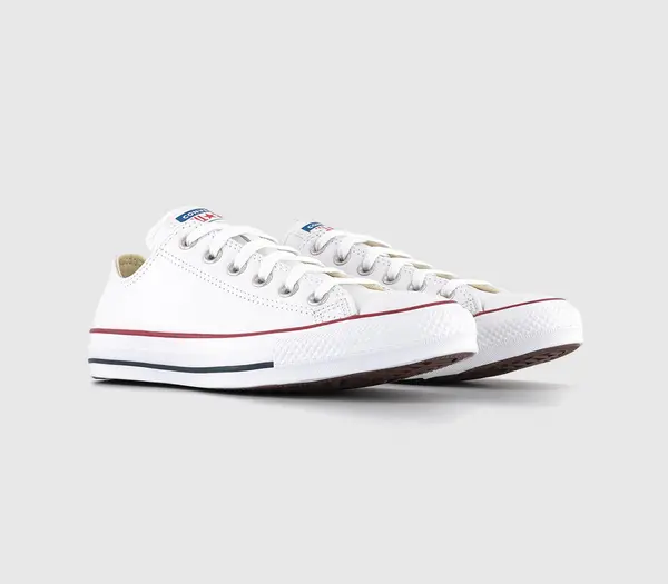 Converse White Leather All Star Low Optical Trainers, 6