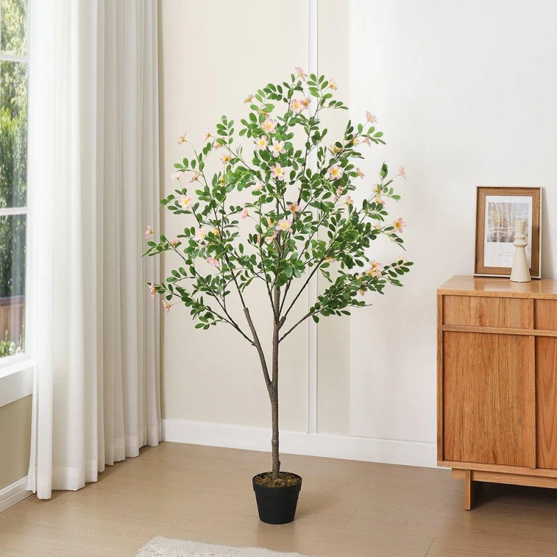 Image of LIFE IDEAS Artificial Frangipani Tree in Pot Pink And Green unisex One size