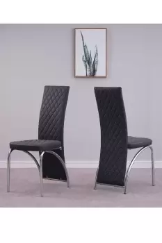 Image of Set of 4 High Back Velvet Dining Chairs with Chrome Frame