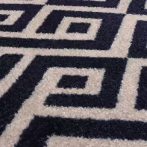 Image of Mega Highly Absorbent Machine Washable Runner Mat, Geo Design, Blue/Cream