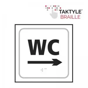 Image of WC Arrow Right’ Sign; Self Adhesive Taktyle; White 150mm x