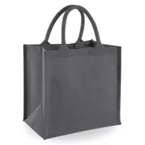 image of Westford Mill Jute Mini Tote Shopping Bag (14 Litres) (One Size) (Grey/Graphite)