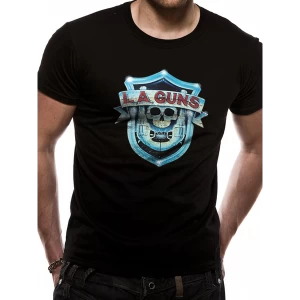 Image of La Guns - Shield Logo Mens Small T-Shirt - Black