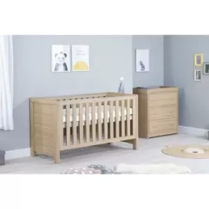 image of Babymore Luno Oak 2 Piece Room Set including Cot Bed with Drawer ...