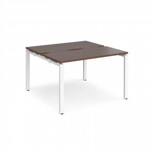 image of Adapt II Back to Back Desk s 1200mm x 1200mm - White Frame Walnut top