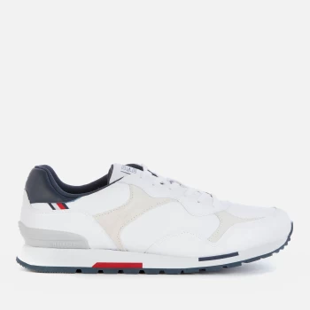 Image of Tommy Hilfiger Mens Retro Leather Mix Running Style Trainers - White - UK 11
