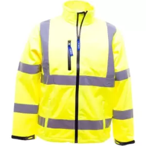 image of Yoko Mens Hi-Vis Sofshell Jacket (M) (Hi-Vis Yellow) - Hi-Vis Yellow