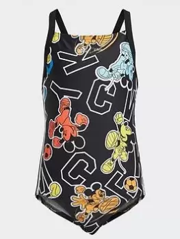 Image of adidas X Disney Mickey Swimsuit, Black, Size 7-8 Years, Women