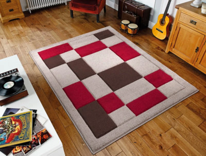Image of Smart Living Smart Living Modern Hand Carved Multicolour Soft Thick Area Rug - Havana in Red Size: 60cm x 110cm Red 60cm x 110cm Unisex 868050411030