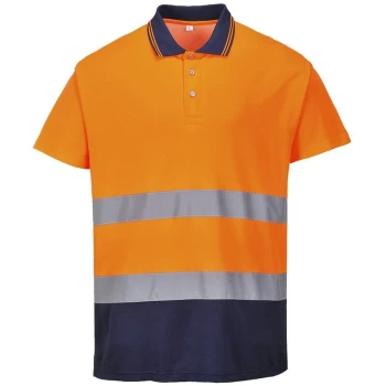 image of S174ONR4XL - sz 4XL Two Tone Cotton Comfort Polo - Orange/Navy - Portwest