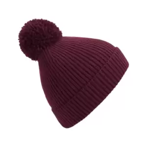 Image of Beechfield Engineered Knit Ribbed Pom Pom Beanie (One Size) (Burgundy)