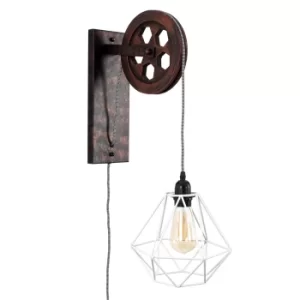 image of Anderton Pulley Wall Light with White Diablo Shade