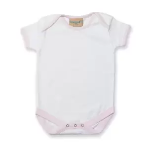 Image of Larkwood Baby Contrast Short Sleeved Bodysuit (6-12) (White/Pale Pink)
