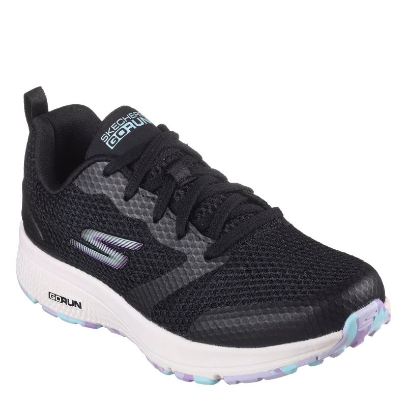Image of Skechers Circular Mesh Lace Up W Marbled Rub Slip On Trainers Girls Black/Lavender female C5 (21.5)
