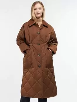 Image of Barbour Bonnyrigg Longline Diamond Quilted Jacket - Brown