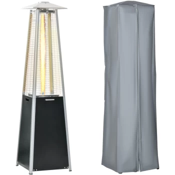 image of 11.2KW Patio Gas Heater Pyramid Heater w/ Regulator Hose & Cover Black - Outsunny