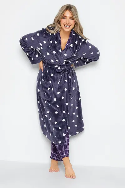 M&Co Hooded Dressing Gown Purple