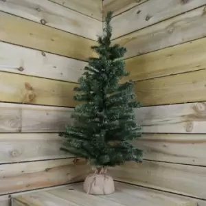 Image of 90cm (3ft) Mini Plain Green Christmas Tree in a Jute Bag