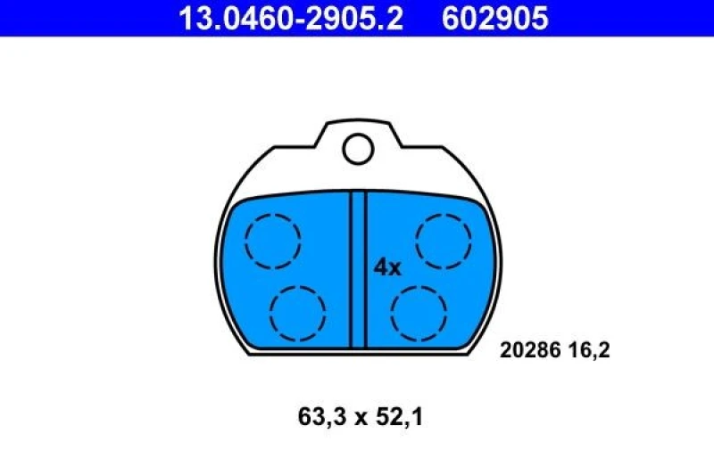 Image of ATE 13.0460-2905.2 Brake pad set excl. wear warning contact Brake Pad Set,disc brake (402)