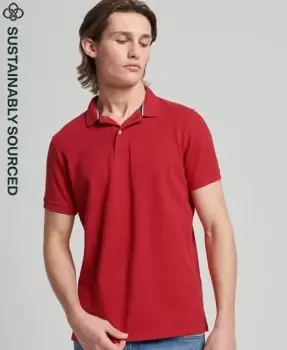 Image of Superdry Mens Organic Cotton Classic Pique Polo Shirt Red / Rouge Red - Size: L