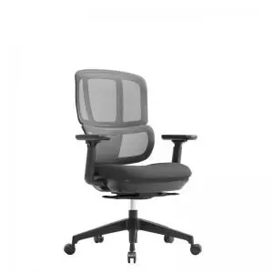 Image of Shelby Black mesh back operator chair with Black fabric seat