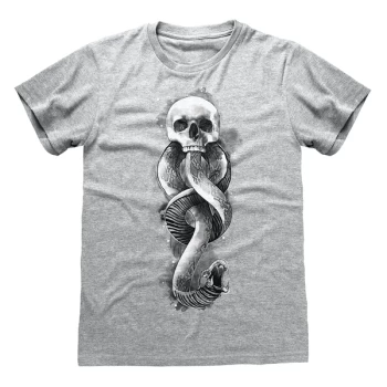 Image of Harry Potter - Dark Arts Snake Unisex Large T-Shirt - Grey