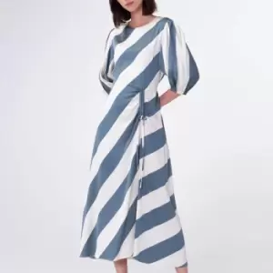 image of Aligne Getson Humbug Stripe Satin Midi Dress - UK 12