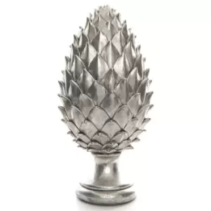 Image of Tall Large Silver Pinecone Finial