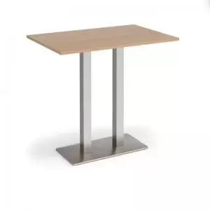Image of Eros rectangular poseur table with flat brushed steel rectangular base