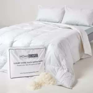 Image of HOMESCAPES Luxury White Duck Down 13.5 Tog Super King Size Winter Duvet - White