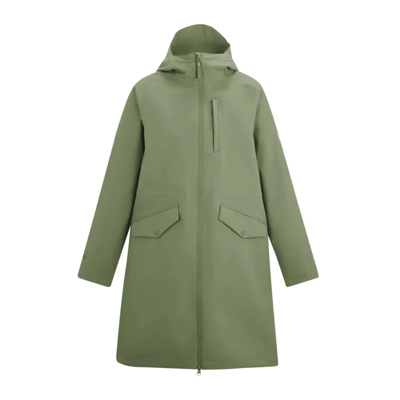 Image of Regatta Womens Levita Longline Hooded Waterproof Jacket in Olive Size: 14 Olive Female 14