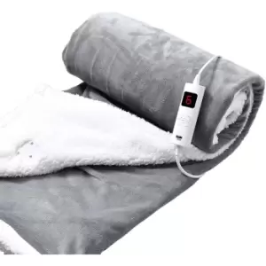 image of Glam Haus Glamhaus Heated Throw Electric Fleece Over Blanket Sofa Bed Large 160 X 130Cm - Grey