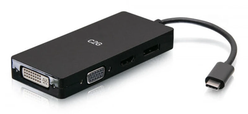 Image of C2G USB C Multiport Adapter with HDMI. DisplayPort. DVI & VGA - 4K
