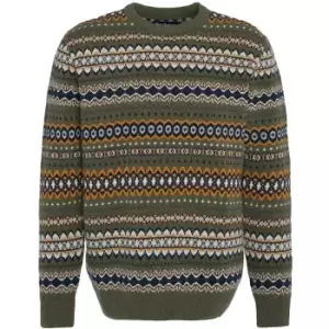 image of Barbour Mens Case Fairisle Crew Neck Willow Green Large