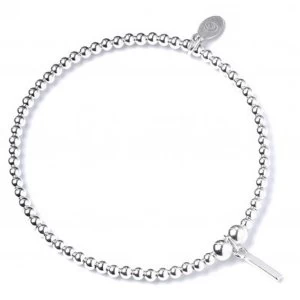 Image of Initial I Charm with Sterling Silver Ball Bead Bracelet