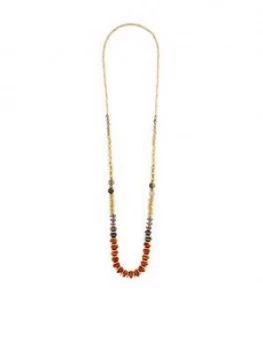 image of Accessorize Ceramic Bead Long Rope - Orange