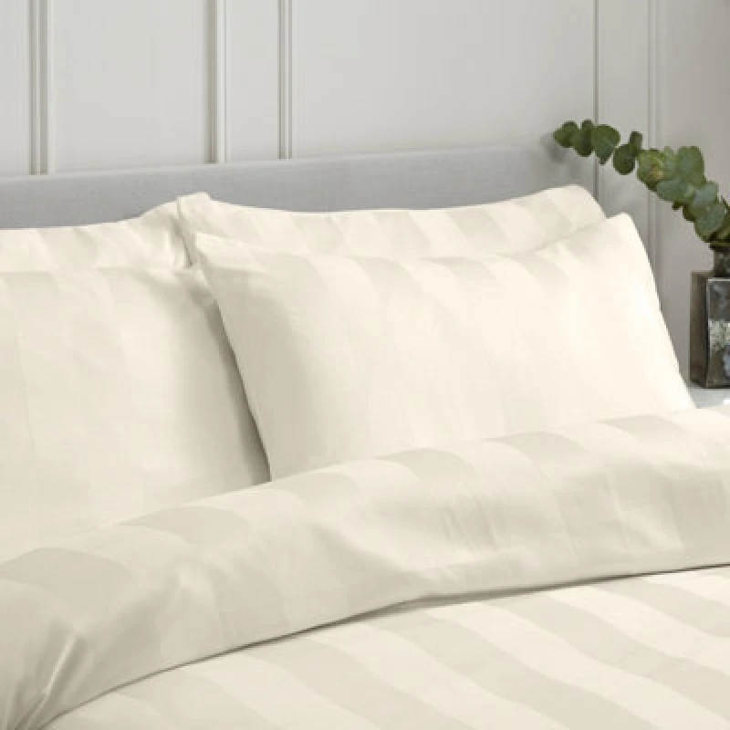 Image of Catherine Lansfield So Soft Satin Stripe Standard Pillowcase Pack Of 4 Cream
