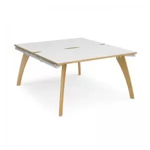 Image of Fuze back to back desks 1400mm x 1600mm - white frame and white top