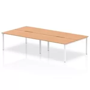 Image of B2B White Frame Bench Desk 1600 Oak 4 Pod