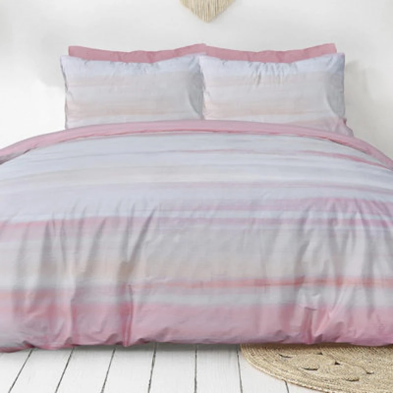 Image of Smart Living Smart Living Luxury Hotel Quality Reversible Ribbed Velvet Duvet Cover with Pillowcases in Pink Size: Single Pink Single Unisex 5056242
