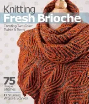 Image of knitting fresh brioche creating two color twists and turns