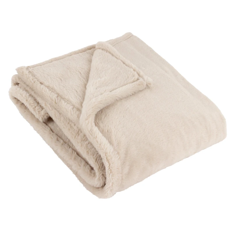 Image of Furn Furn Kallu Double-Sided Faux-Fur Throw in Natural Size: 150cm x 200cm Natural 150cm x 200cm Unisex 5025532814746
